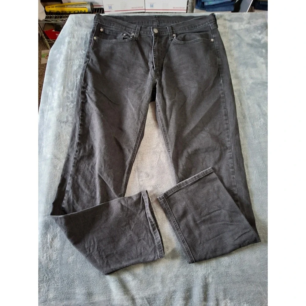 Levi Strauss Co WaterLess Mens Charcoal Black Straight Leg Denim Jeans 34x34 541